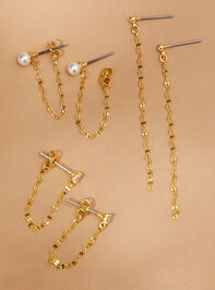 18K Gold Skylar Chain Earring Set Detail 2 - TULLABEE