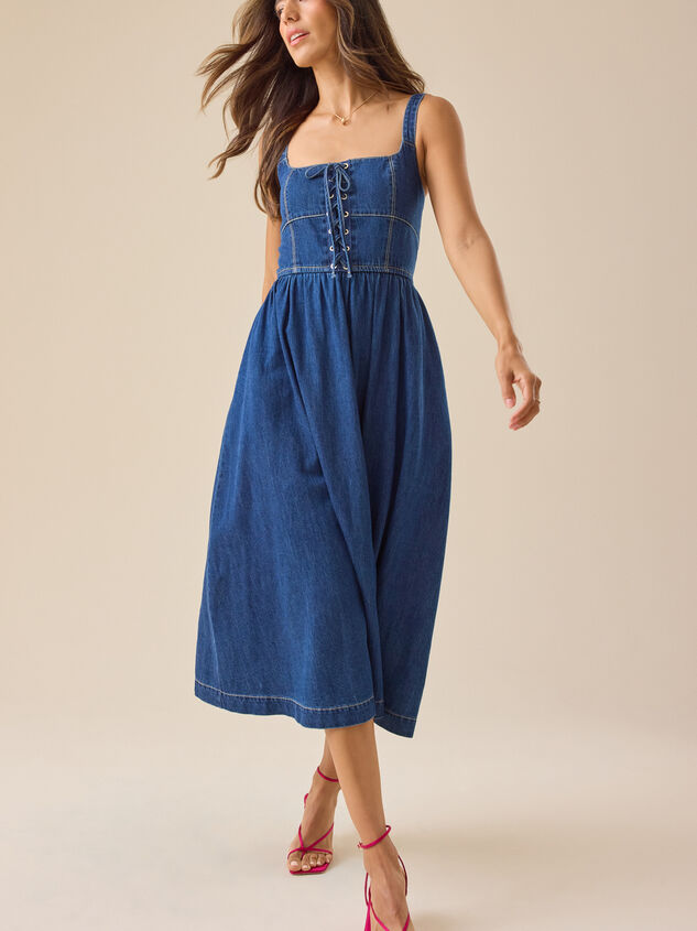 Quinlan Denim Midi Dress - TULLABEE