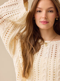Milly Open Weave Cable Knit Sweater Detail 3 - TULLABEE