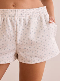 Graceful Floral Lounge Shorts Detail 2 - TULLABEE