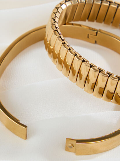 Honey Ribbed Stretch Bangle Set - TULLABEE