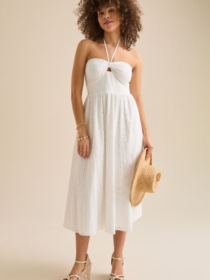 Madeline Eyelet Midi Dress - TULLABEE