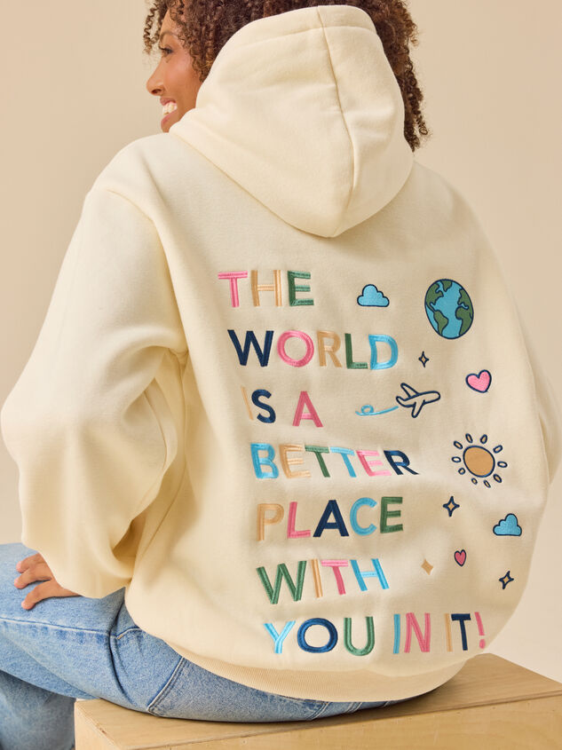 The World is Better Hoodie Detail 6 - TULLABEE