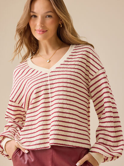 Raelynn V-Neck Striped Top - TULLABEE