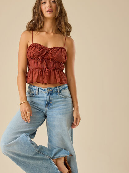 Leah Ruched Peplum Tank - TULLABEE