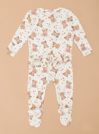 Beary Much Love Ruffle Footie Detail 3 - TULLABEE