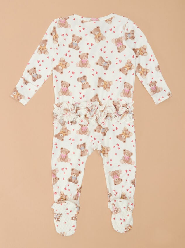 Beary Much Love Ruffle Footie Detail 3 - TULLABEE