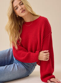 Makayla Waffle Cropped Sweater - TULLABEE