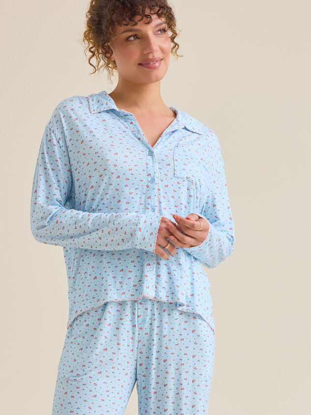 Piper Floral and Fruit Sleep Top Detail 2 - TULLABEE
