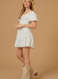Nyari Tie Front Floral Mini Dress Detail 3 - TULLABEE
