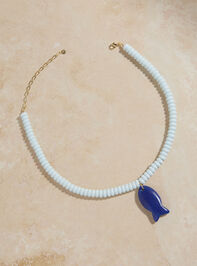 Beaded Fish Charm Necklace Detail 2 - TULLABEE