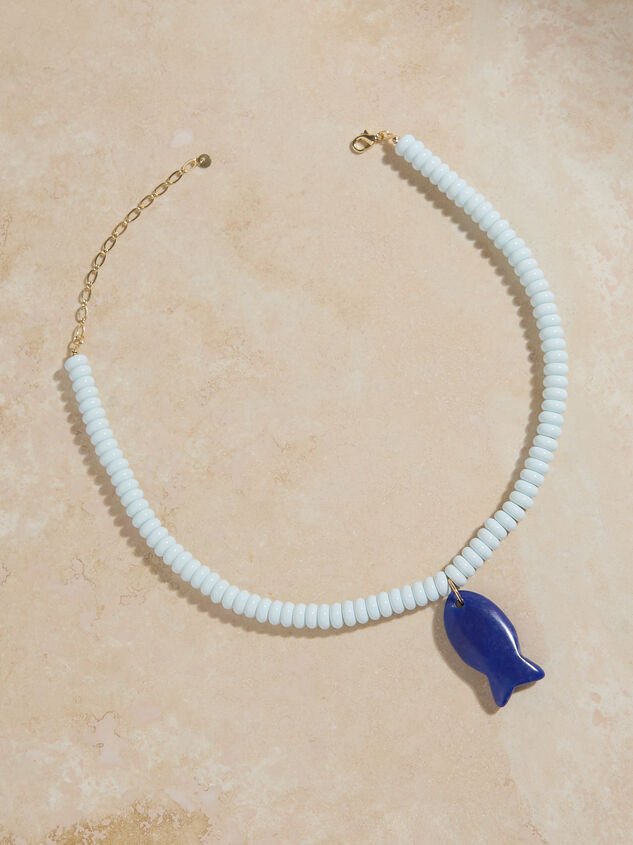 Beaded Fish Charm Necklace Detail 2 - TULLABEE