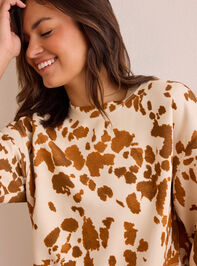 Cow Print Supersoft Cropped Crewneck Detail 4 - TULLABEE
