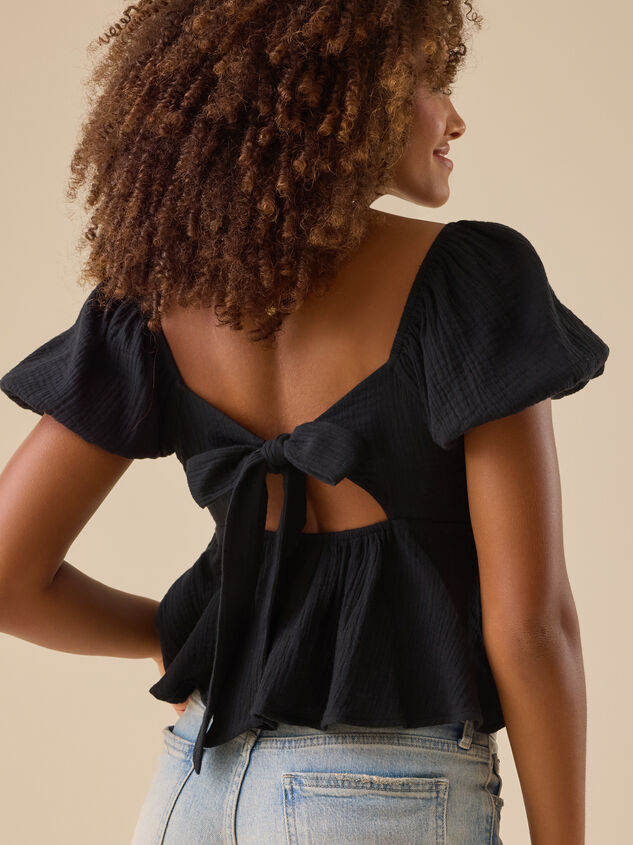 Nia Tie Back Babydoll Top Detail 2 - TULLABEE