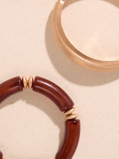 Raquel Resin Gold Bracelet Set - TULLABEE