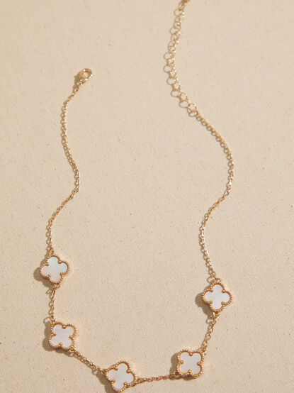 18K Gold Mother Of Pearl Clover Necklace - TULLABEE