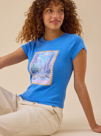 New York Postcard Baby Tee Detail 4 - TULLABEE