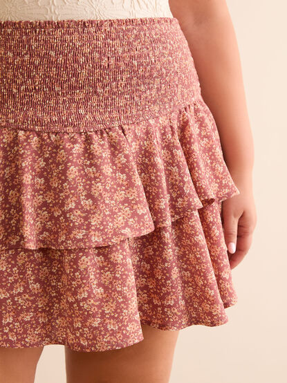 Aubrey Floral Layered Mini Skirt - TULLABEE