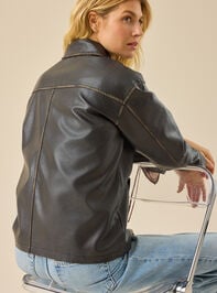 Mireya Vegan Leather Jacket Detail 5 - TULLABEE