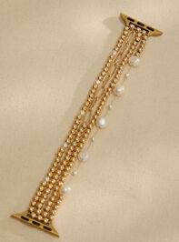 Beaded Gold Pearl Smart Watch Band - TULLABEE