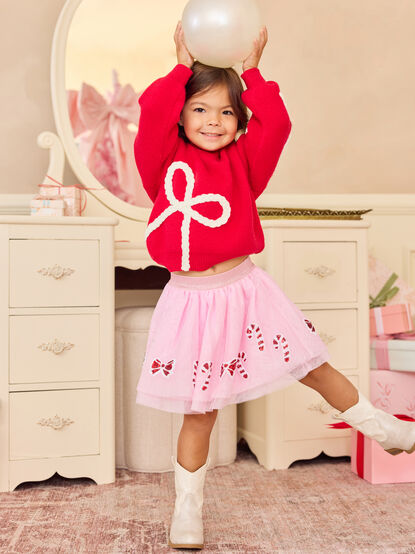 Candy Cane Bow Tutu Skirt - TULLABEE