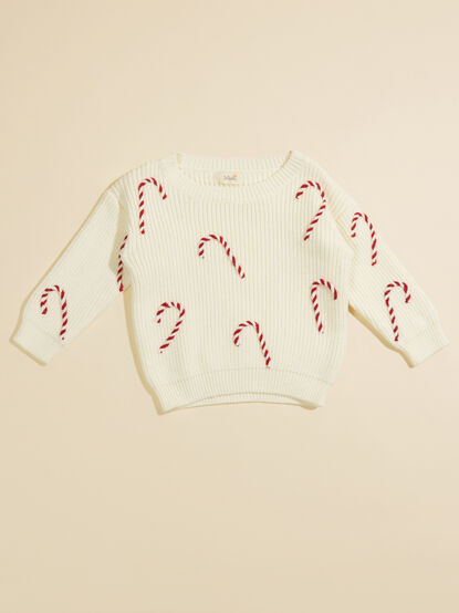 Candy Cane Knit Baby Sweater - TULLABEE