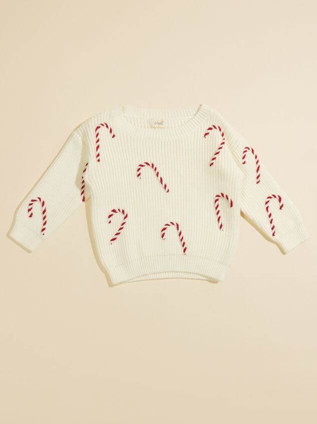 Candy Cane Knit Baby Sweater Detail 2 - TULLABEE