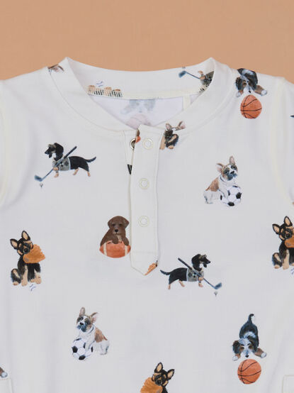 Sporty Pup Henley Romper - TULLABEE