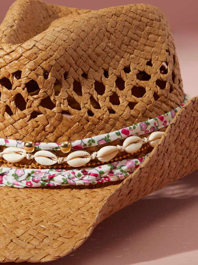 Shell & Floral Trim Cowboy Hat Detail 4 - TULLABEE