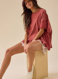 Zelda Embroidered Oversized Tee Detail 2 - TULLABEE