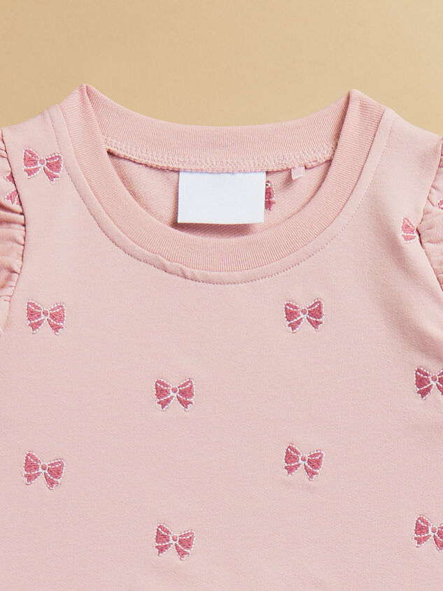 Mia Embroidered Bows Sweatshirt and Jogger Set Detail 2 - TULLABEE