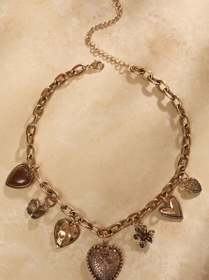 Heart Charm Dangle Necklace - TULLABEE