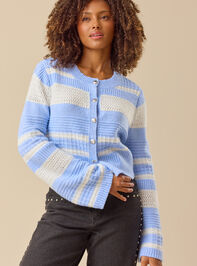 Harbor Stripe Textured Cardigan - TULLABEE