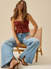 Leah Ruched Peplum Tank Detail 2 - TULLABEE