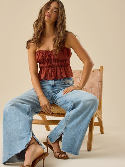 Leah Ruched Peplum Tank - TULLABEE