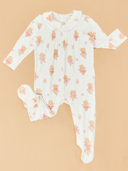Ballet Bear Smocked Footie - TULLABEE