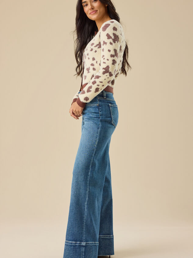 Kendall Cow Print Cardigan Detail 4 - TULLABEE