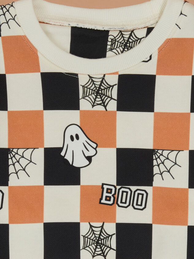 Boo Checkered Sweatshirt Detail 2 - TULLABEE