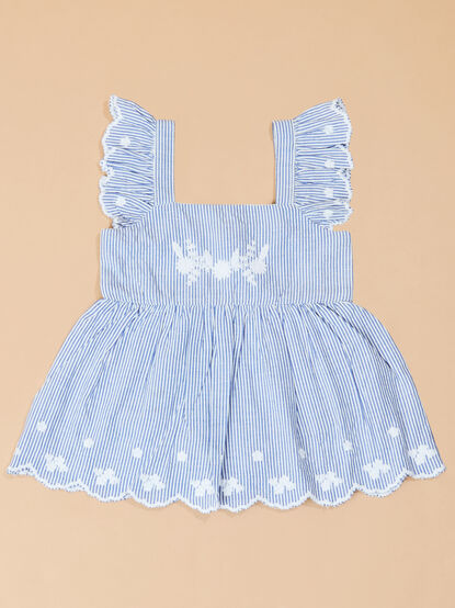 Jane Striped Floral Embroidered Dress - TULLABEE