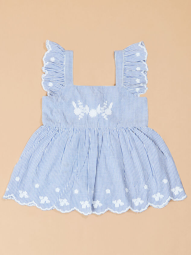 Jane Striped Floral Embroidered Dress Detail 2 - TULLABEE