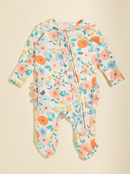 Emerson Floral Ruffle Footie - TULLABEE