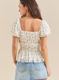 Rylie Printed Lace Babydoll Top Detail 4 - TULLABEE