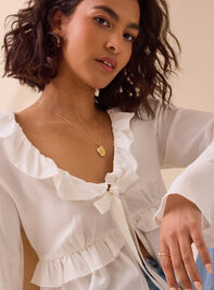 Fiona Ruffle Tie Front Top Detail 2 - TULLABEE