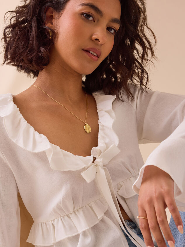 Fiona Ruffle Tie Front Top Detail 2 - TULLABEE