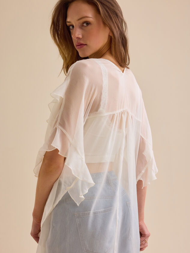 Ariah Ruffle Button Up Kimono Detail 5 - TULLABEE