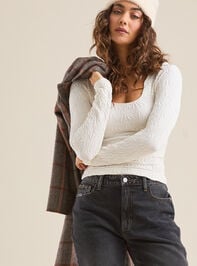 Blaire Seamless Floral Long Sleeve Cami Detail 2 - TULLABEE