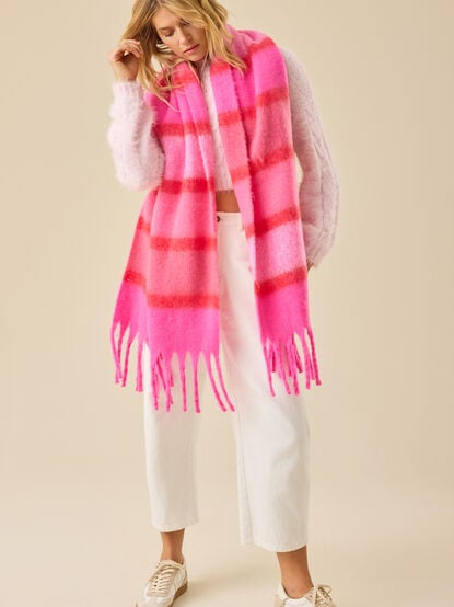 Pink Stripe Statement Scarf - TULLABEE