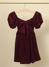 Eloise Youth Velvet Bow Dress Detail 3 - TULLABEE