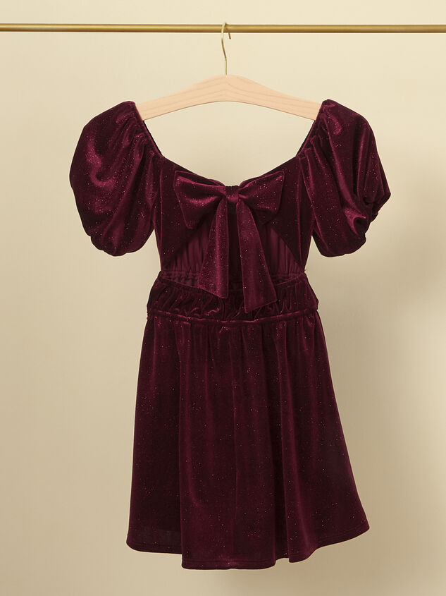 Eloise Youth Velvet Bow Dress Detail 3 - TULLABEE