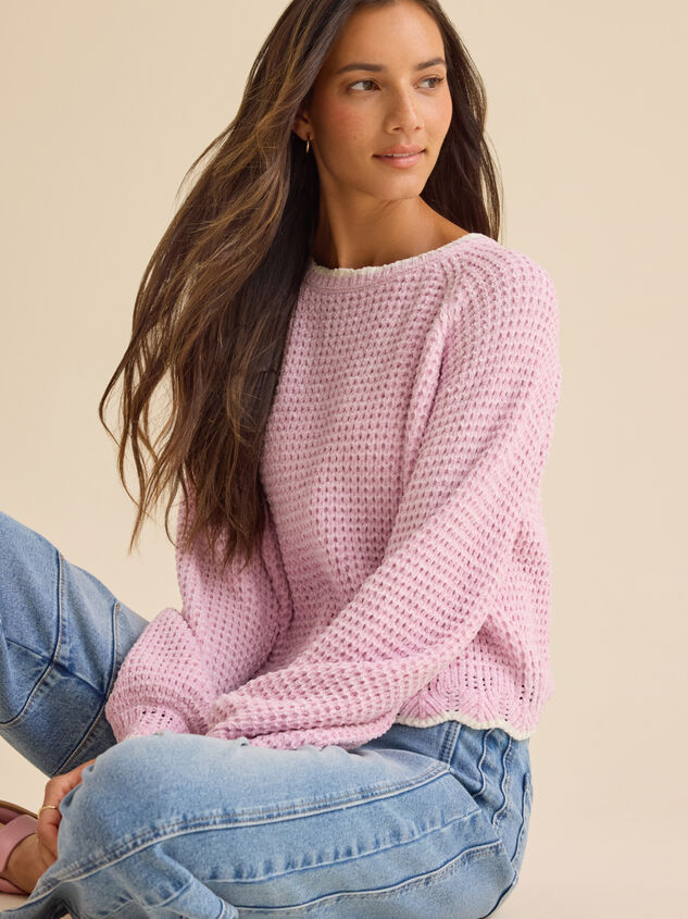 Amber Scalloped Trim Sweater Detail 2 - TULLABEE